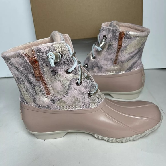 SPERRY TOP-SIDER Saltwater Water Resistant Metallic Camel Pink Duck Boots Size 6 - Picture 7 of 10